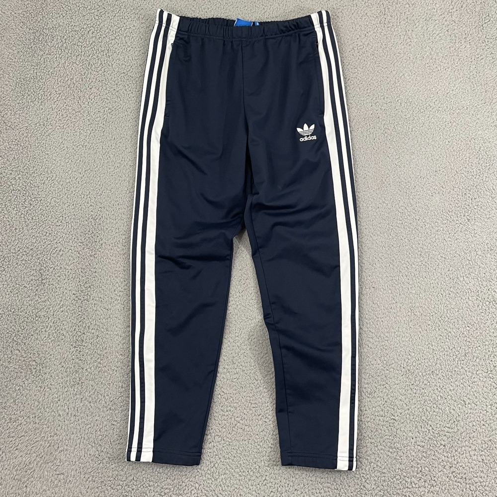 Adidas Breakaway Pants Women L Navy Side Snap Sportswear Drawstring Warmup